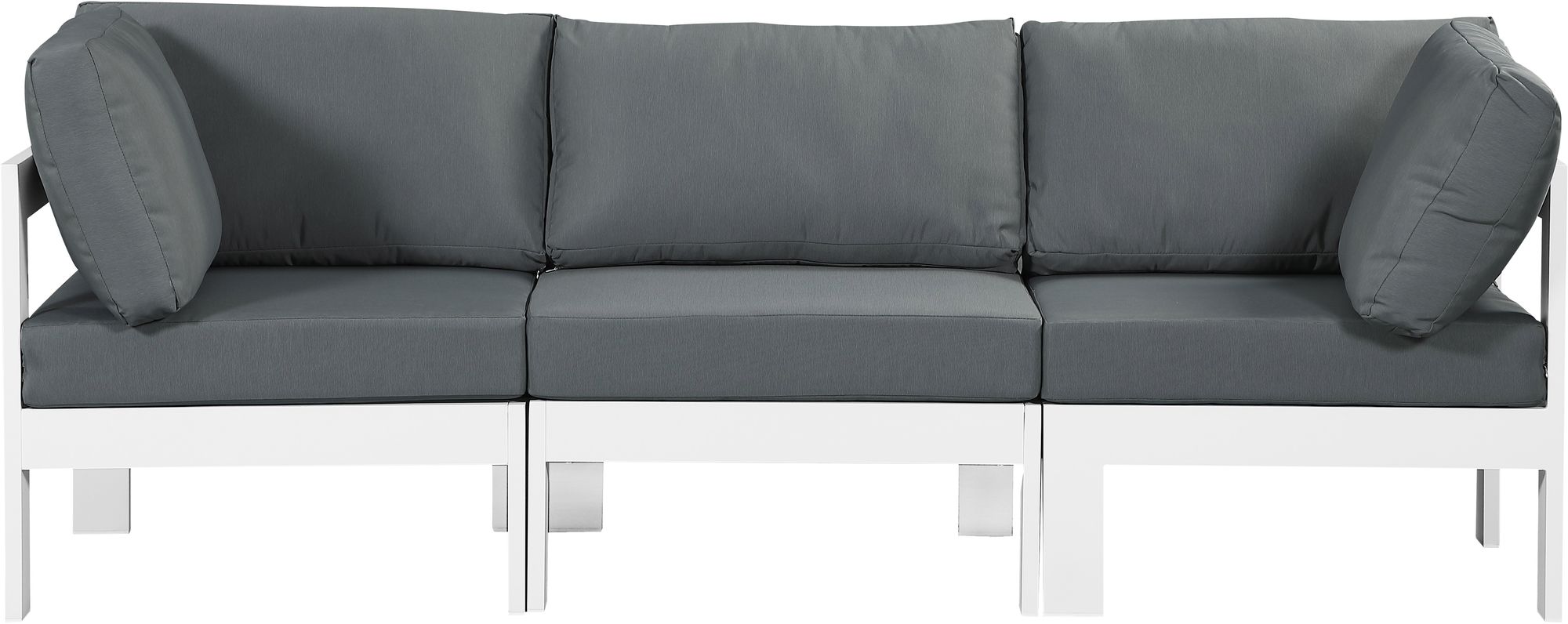 Nizuc 90" Outdoor Patio Waterproof Fabric Modular Sofa with White Aluminum Frame