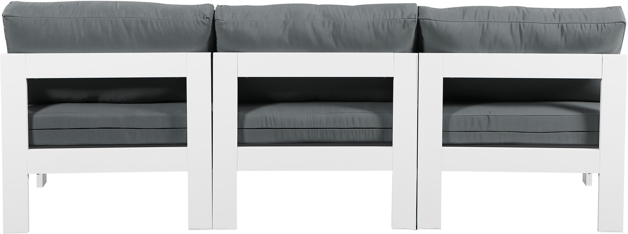 Nizuc 90" Outdoor Patio Waterproof Fabric Armless Modular Sofa with White Aluminum Frame