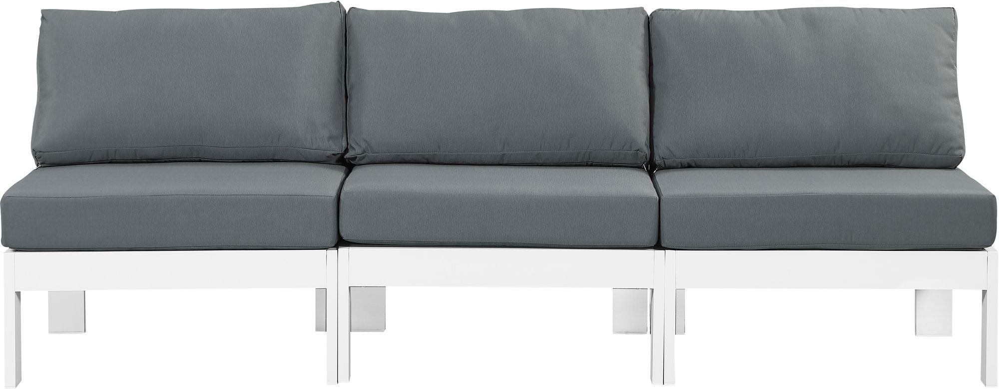 Nizuc 90" Outdoor Patio Waterproof Fabric Armless Modular Sofa with White Aluminum Frame
