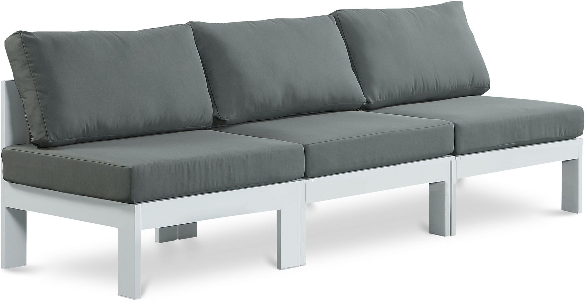 Nizuc 90" Outdoor Patio Waterproof Fabric Armless Modular Sofa with Aluminum Frame