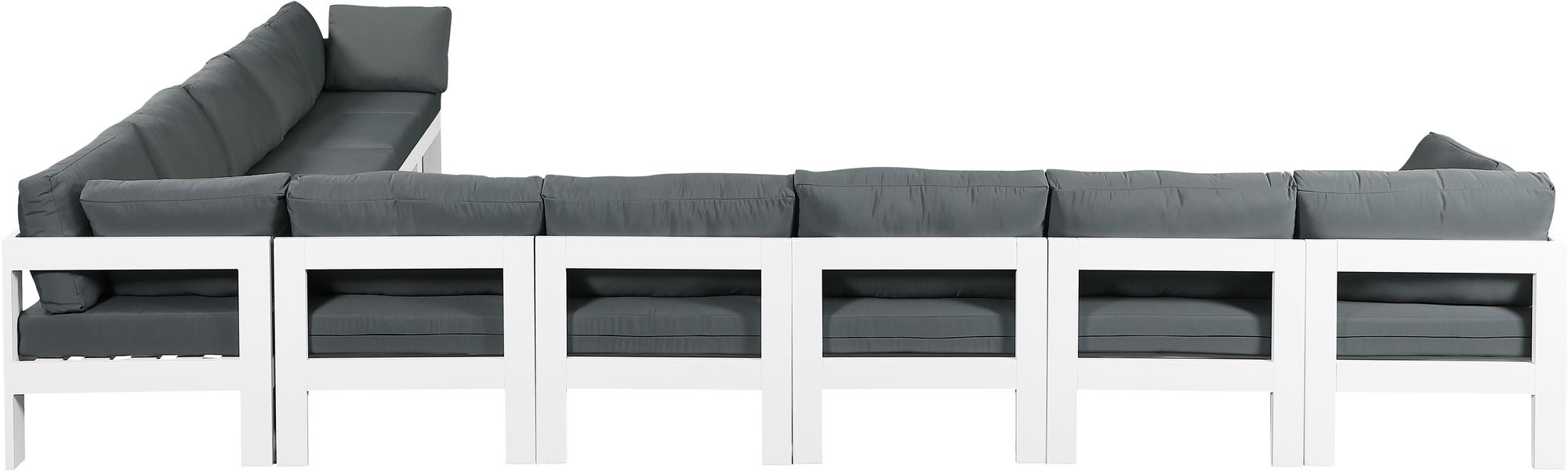 Nizuc 180" 10-Piece Outdoor Patio Waterproof Fabric Modular Sectional with White Aluminum Frame