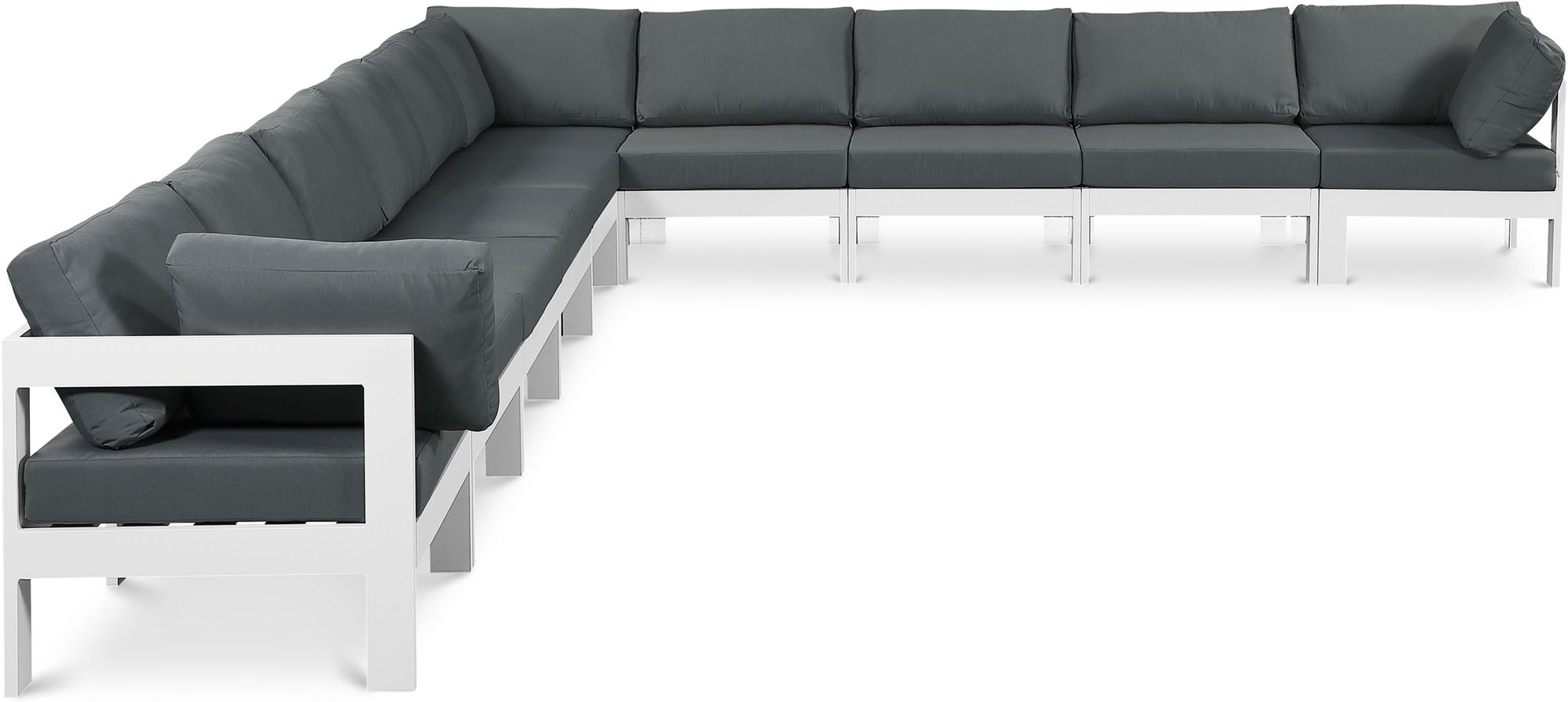 Nizuc 180" 10-Piece Outdoor Patio Waterproof Fabric Modular Sectional with Aluminum Frame
