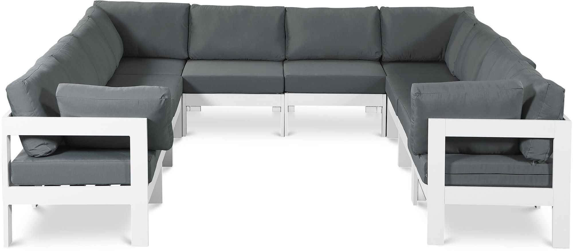 Nizuc 120" 10-Piece Outdoor Patio Waterproof Fabric Modular U-Shape Sectional with Aluminum Frame