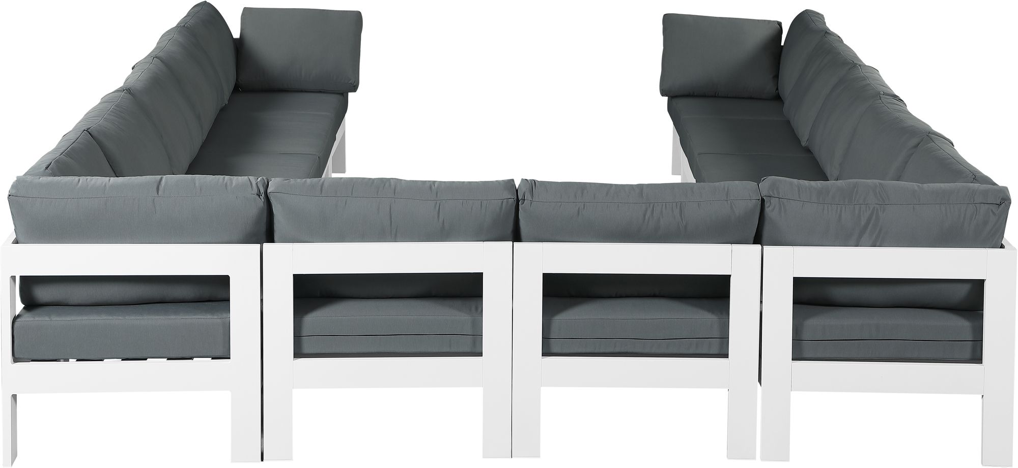 Nizuc 120" 12-Piece Outdoor Patio Waterproof Fabric Modular U-Shape Sectional with White Aluminum Frame