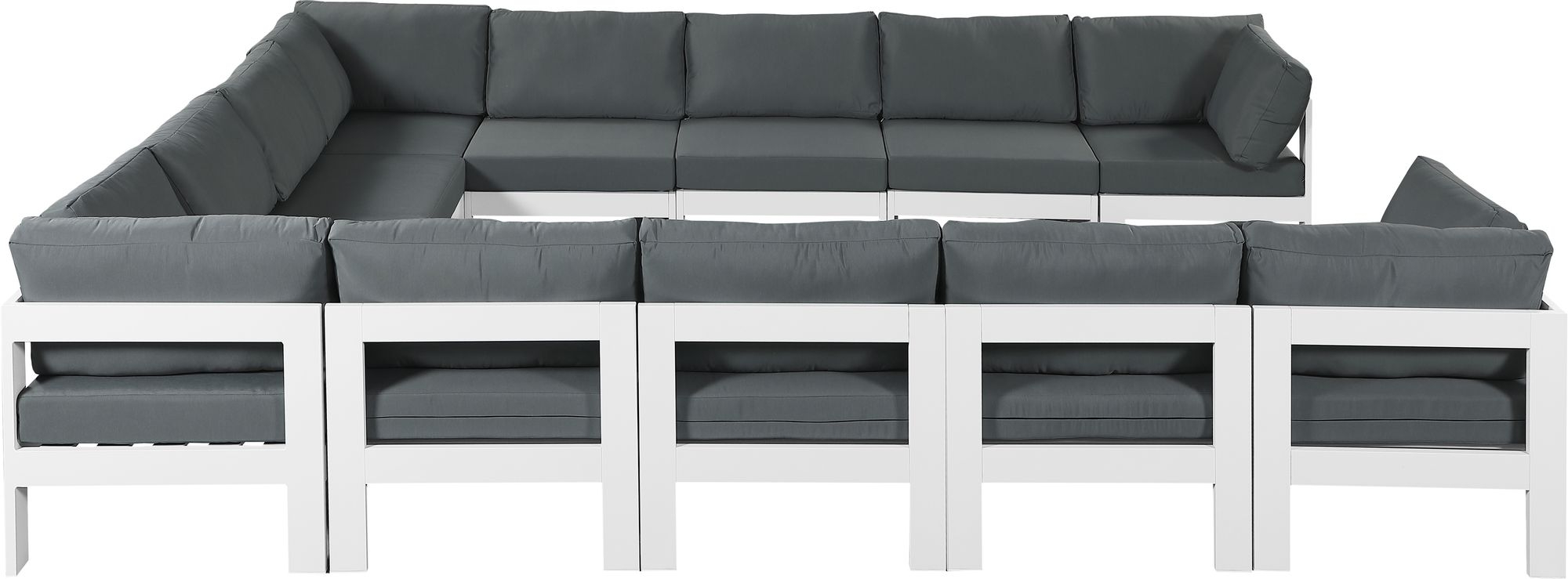 Nizuc 120" 12-Piece Outdoor Patio Waterproof Fabric Modular U-Shape Sectional with Aluminum Frame