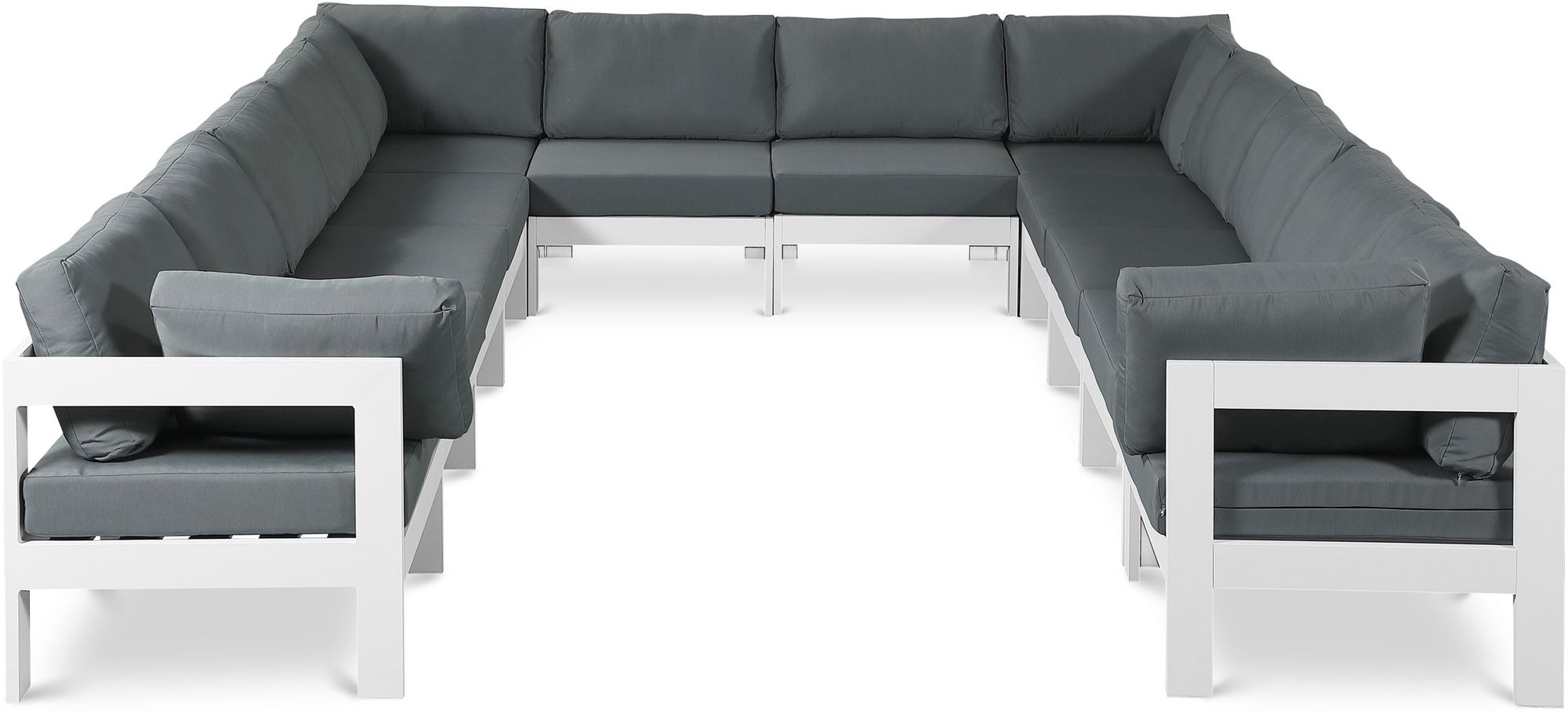 Nizuc 120" 12-Piece Outdoor Patio Waterproof Fabric Modular U-Shape Sectional with Aluminum Frame