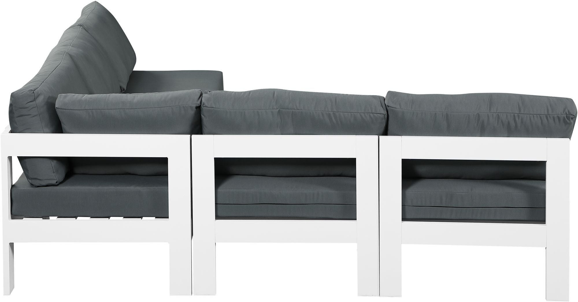 Nizuc 90" 5-Piece Outdoor Patio Waterproof Fabric Modular Armless Sectional with Aluminum Frame