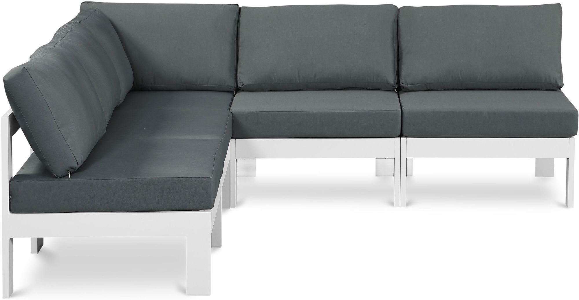 Nizuc 90" 5-Piece Outdoor Patio Waterproof Fabric Modular Armless Sectional with Aluminum Frame