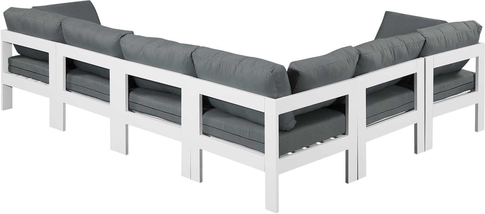 Nizuc 120" 6-Piece Outdoor Patio Waterproof Fabric Modular Sectional with White Aluminum Frame
