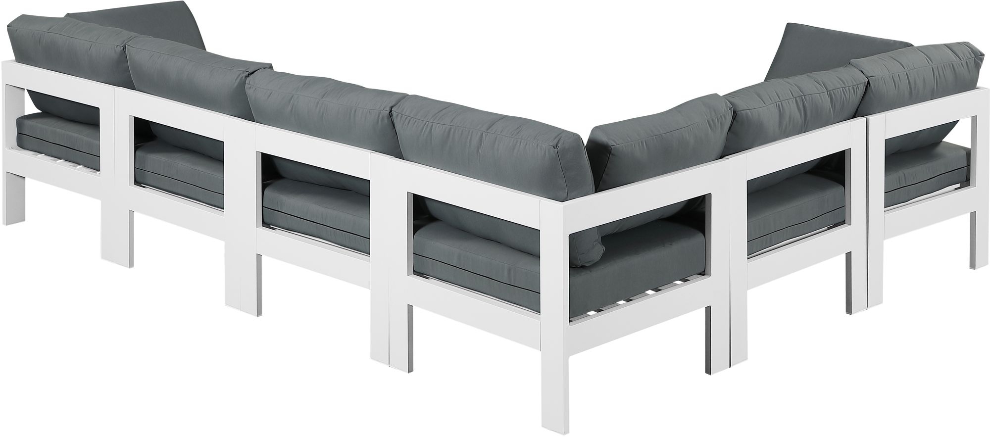 Nizuc 120" 6-Piece Outdoor Patio Waterproof Fabric Modular Sectional with Aluminum Frame
