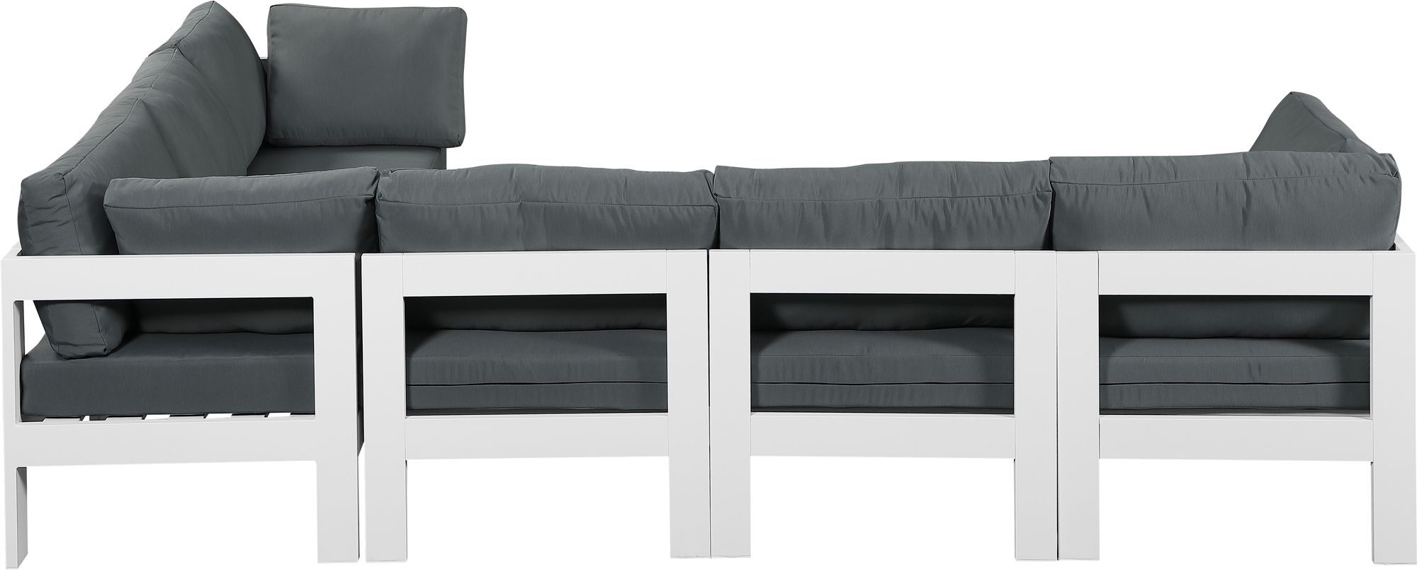 Nizuc 120" 6-Piece Outdoor Patio Waterproof Fabric Modular Sectional with White Aluminum Frame