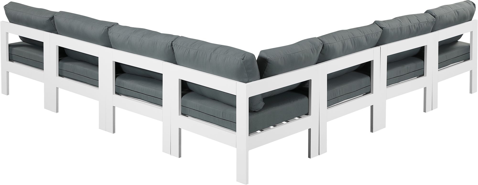 Nizuc 120" 7-Piece Outdoor Patio Waterproof Fabric Modular Armless Sectional with Aluminum Frame