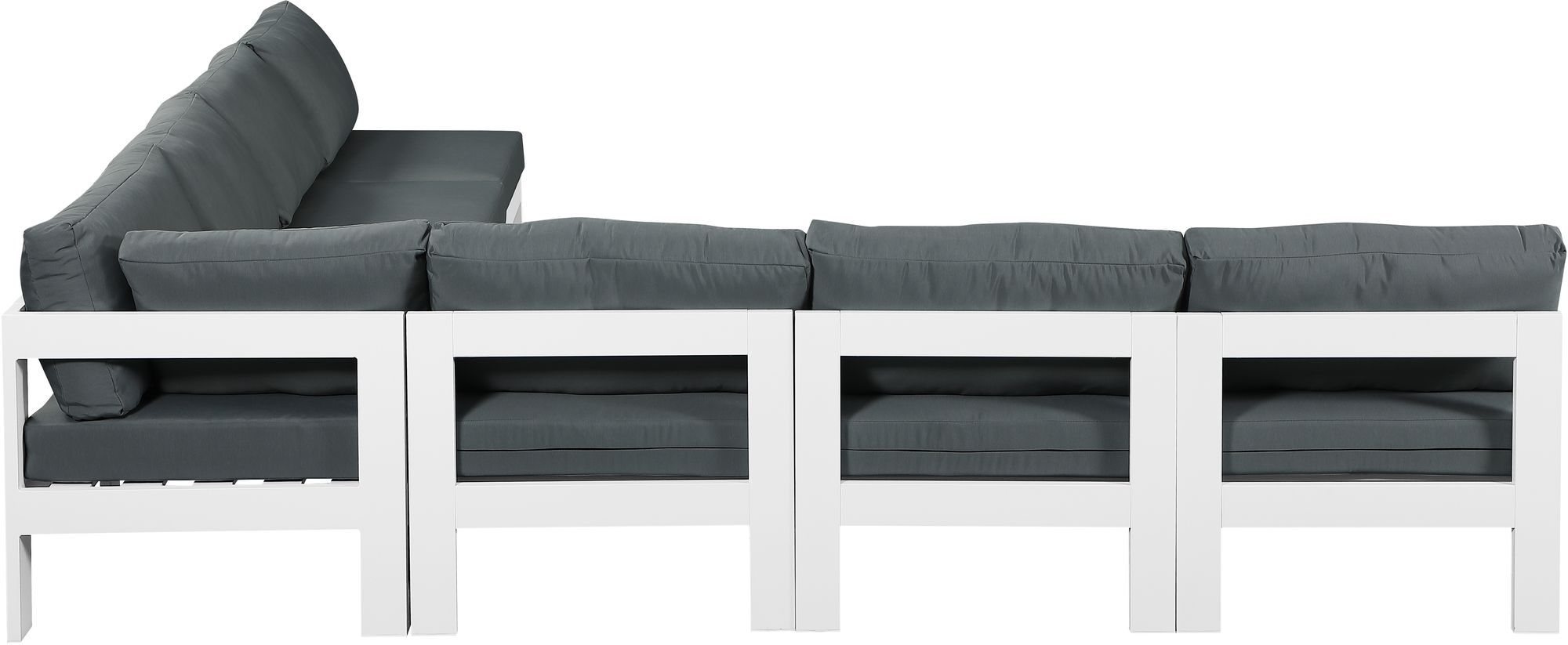 Nizuc 120" 7-Piece Outdoor Patio Waterproof Fabric Modular Armless Sectional with Aluminum Frame