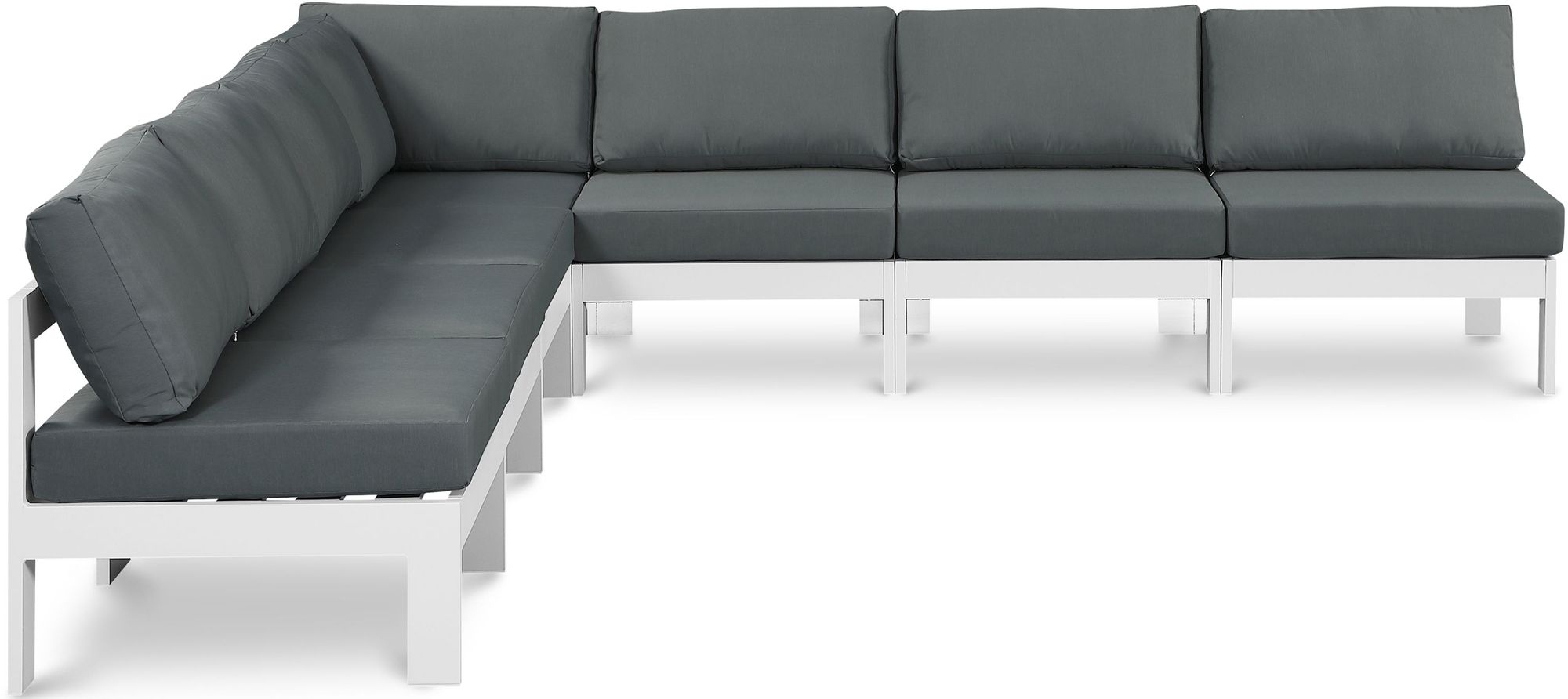Nizuc 120" 7-Piece Outdoor Patio Waterproof Fabric Modular Armless Sectional with Aluminum Frame
