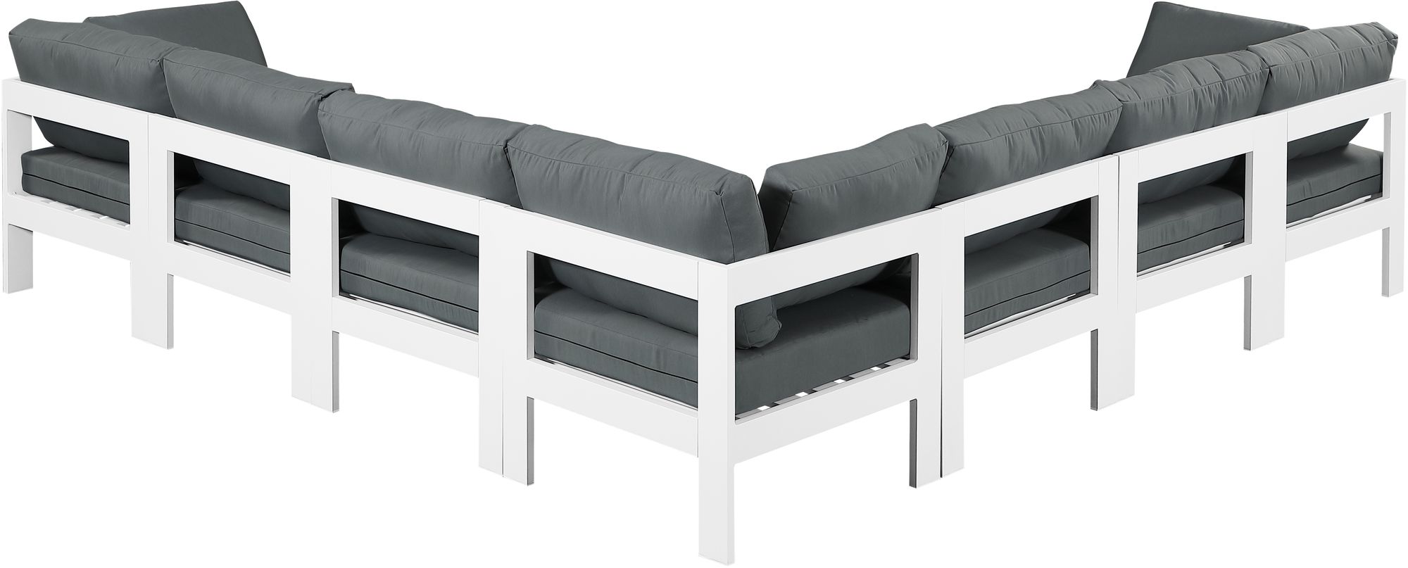 Nizuc 120" 7-Piece Outdoor Patio Waterproof Fabric Modular Sectional with White Aluminum Frame