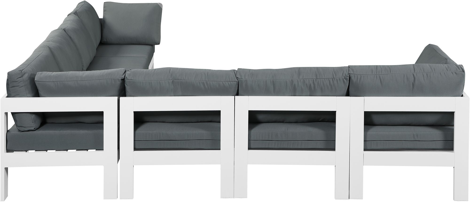 Nizuc 120" 7-Piece Outdoor Patio Waterproof Fabric Modular Sectional with White Aluminum Frame