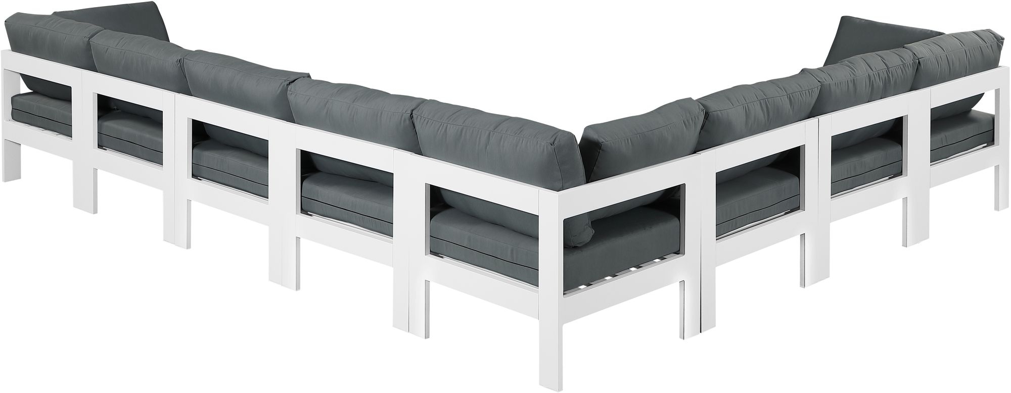 Nizuc 150" 8-Piece Outdoor Patio Waterproof Fabric Modular Sectional with Aluminum Frame
