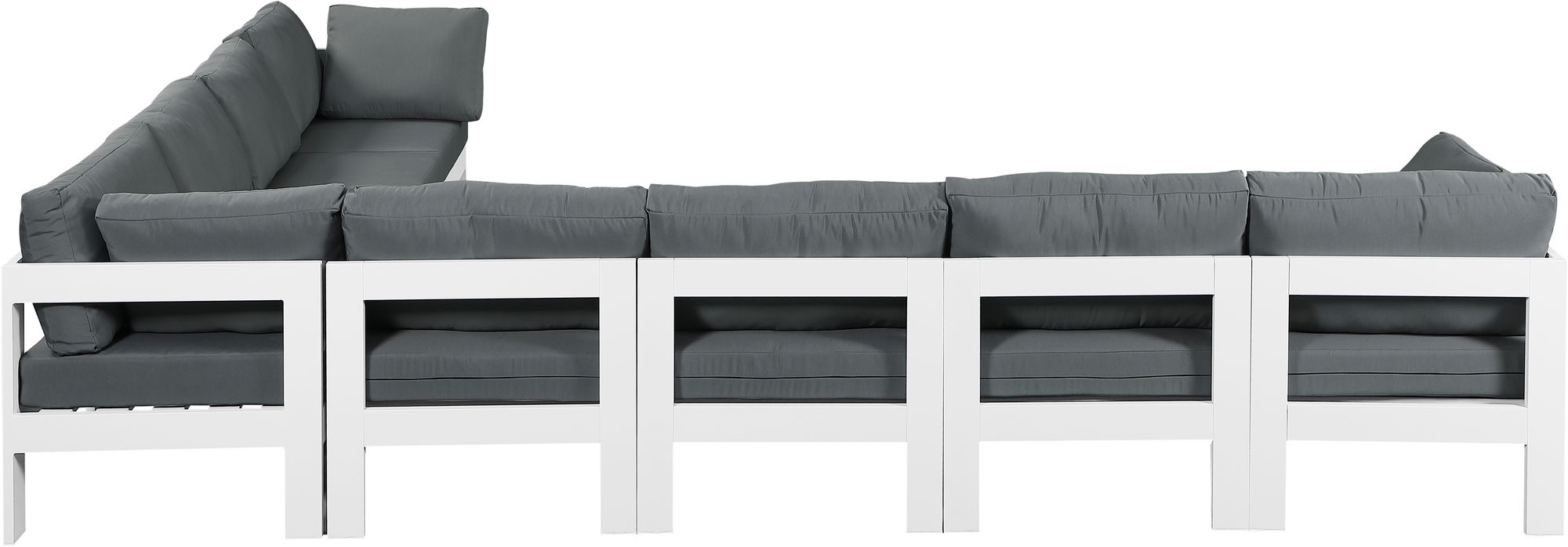 Nizuc 150" 8-Piece Outdoor Patio Waterproof Fabric Modular Sectional with Aluminum Frame