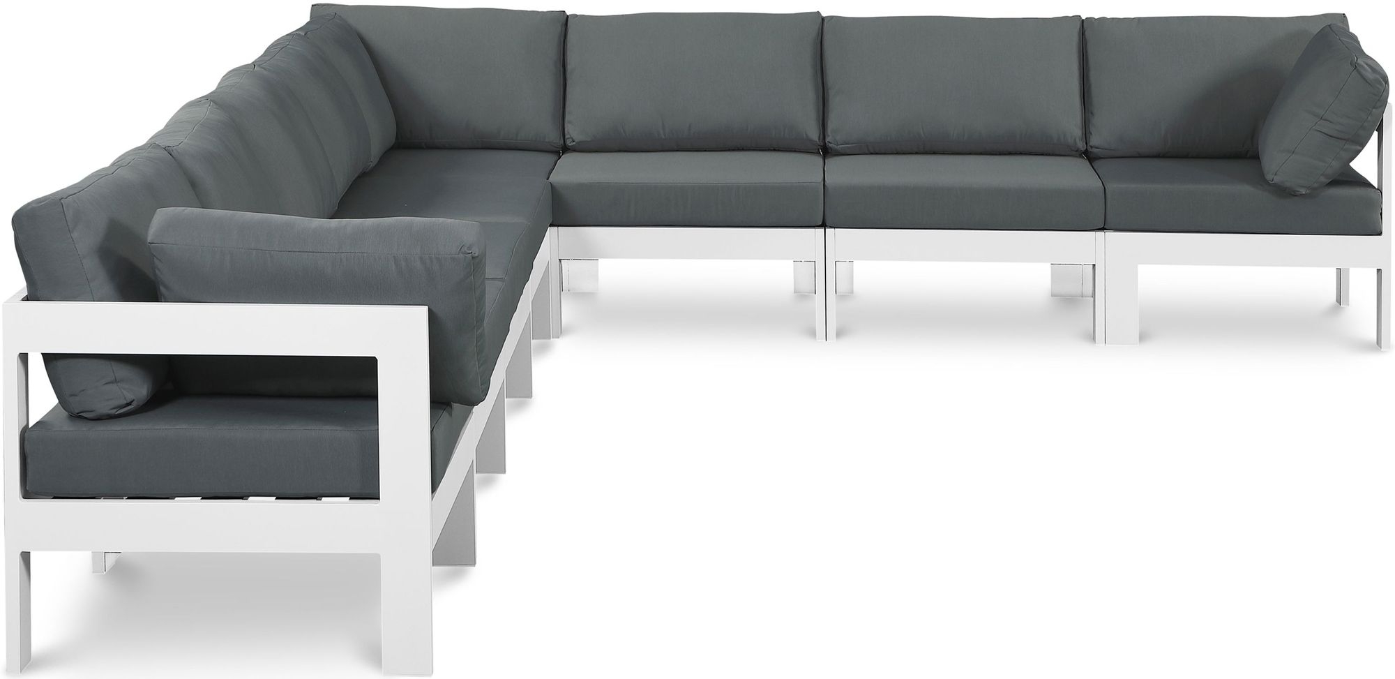 Nizuc 150" 8-Piece Outdoor Patio Waterproof Fabric Modular Sectional with Aluminum Frame