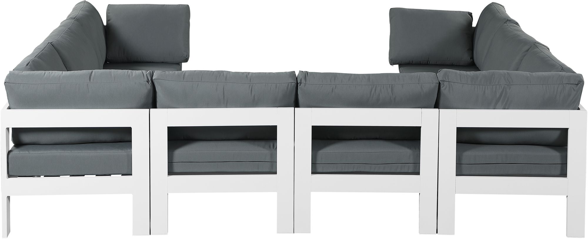 Nizuc 120" 8-Piece Outdoor Patio Waterproof Fabric Modular U-Shape Sectional with White Aluminum Frame
