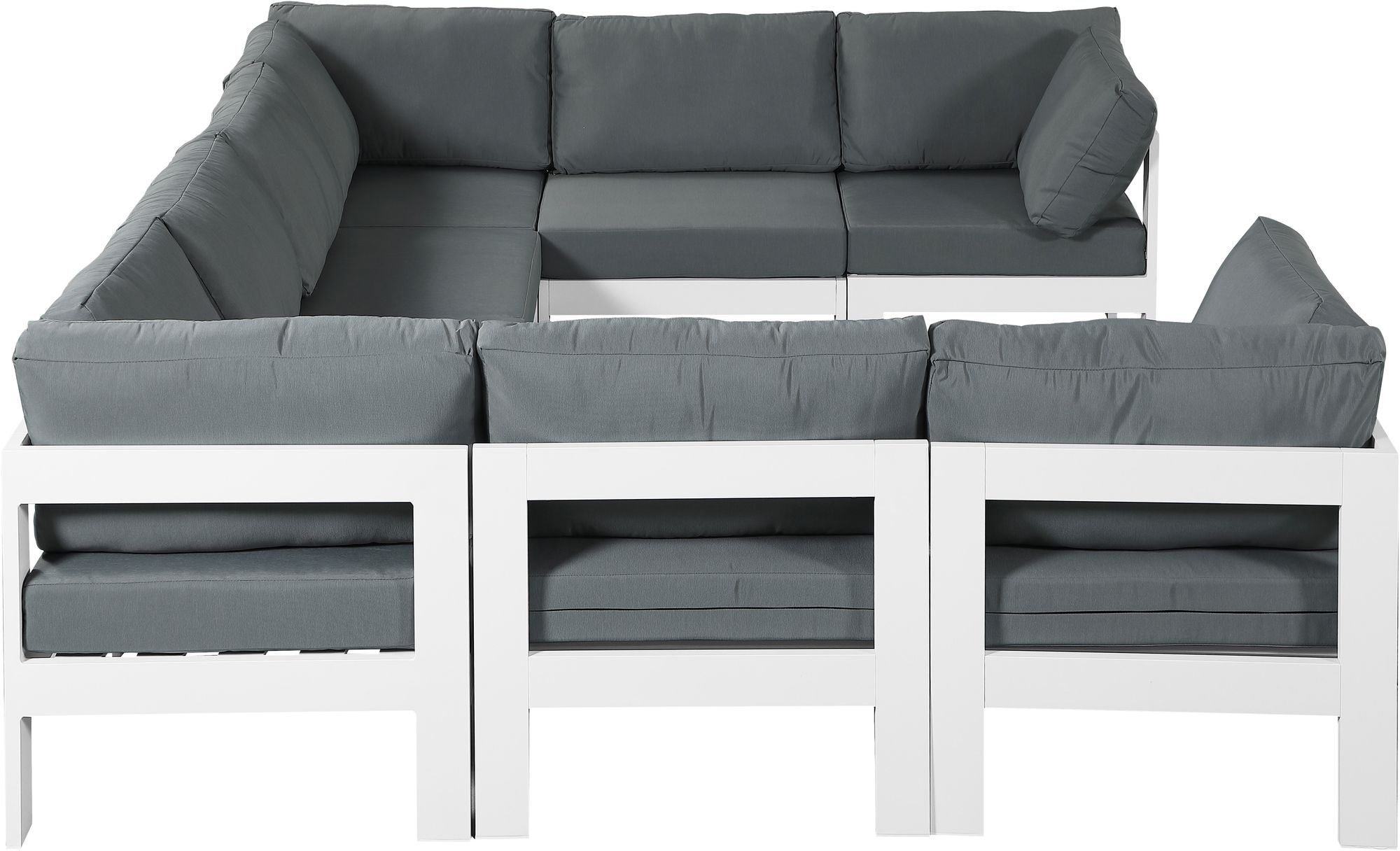 Nizuc 120" 8-Piece Outdoor Patio Waterproof Fabric Modular U-Shape Sectional with Aluminum Frame