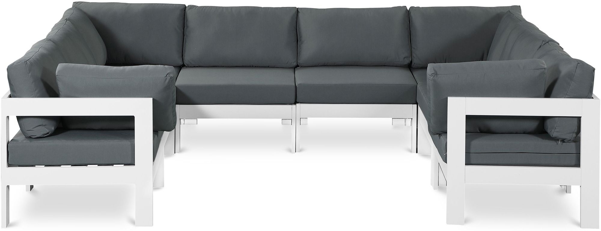 Nizuc 120" 8-Piece Outdoor Patio Waterproof Fabric Modular U-Shape Sectional with Aluminum Frame