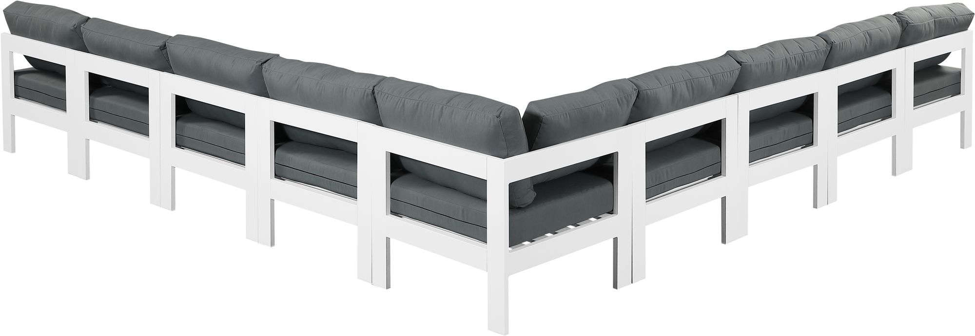 Nizuc 150" 9-Piece Outdoor Patio Waterproof Fabric Modular Armless Sectional with Aluminum Frame