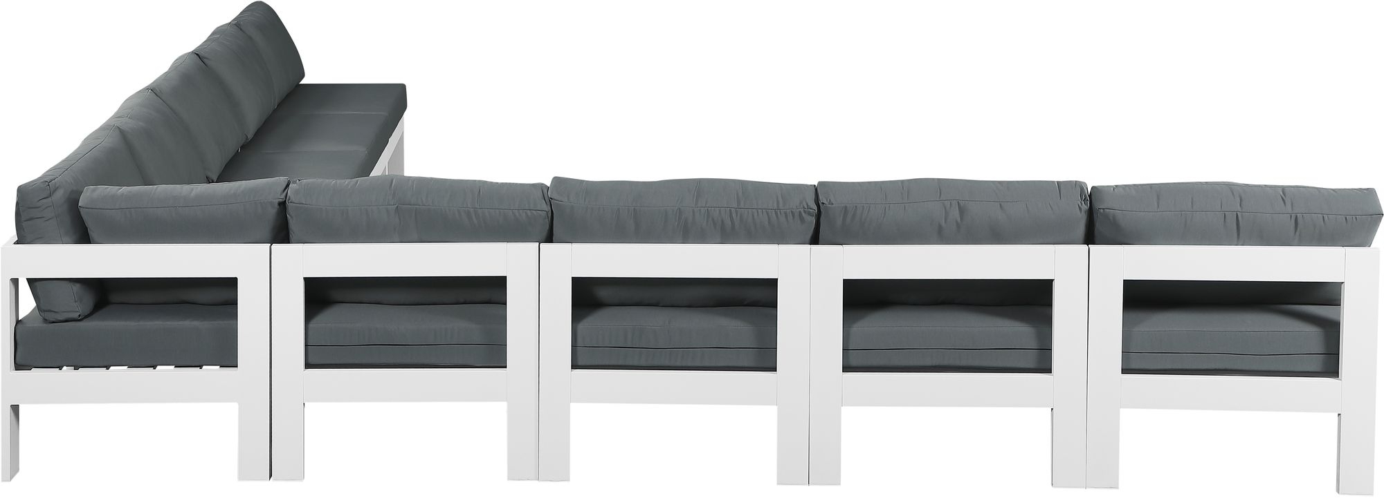 Nizuc 150" 9-Piece Outdoor Patio Waterproof Fabric Modular Armless Sectional with Aluminum Frame