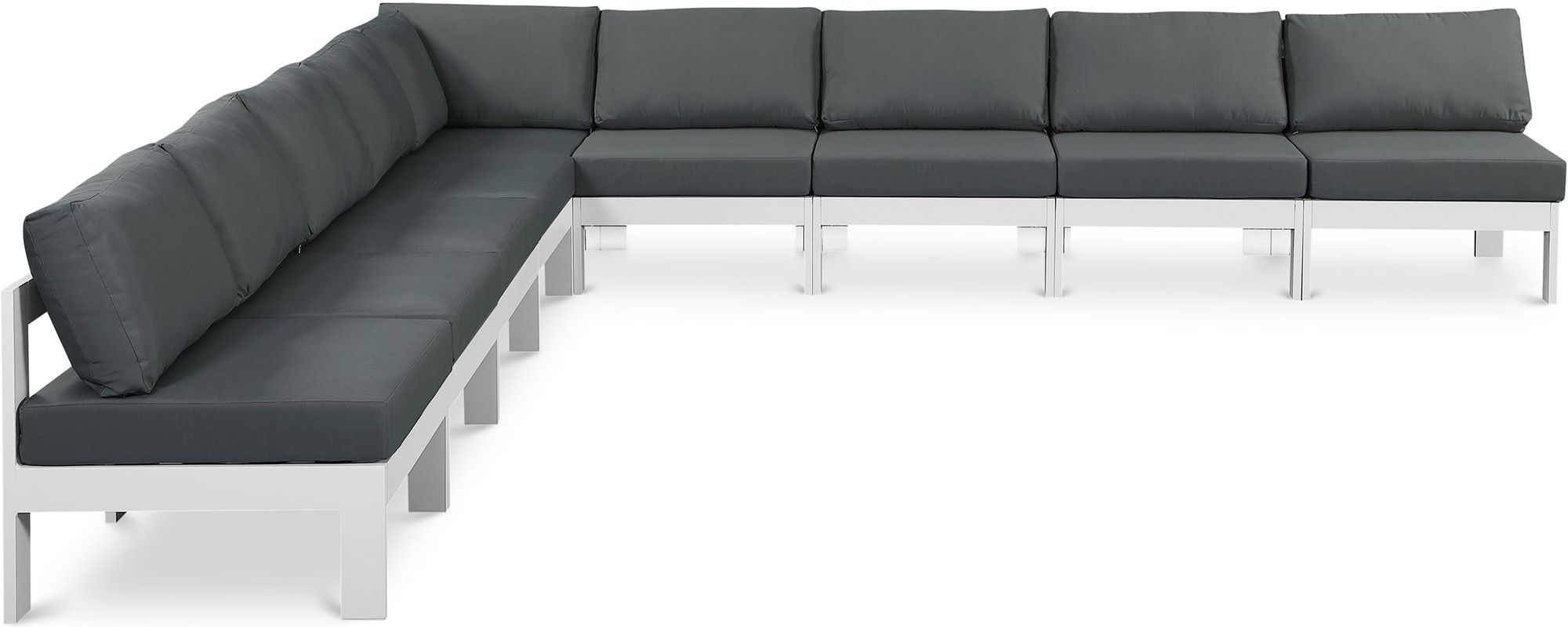 Nizuc 150" 9-Piece Outdoor Patio Waterproof Fabric Modular Armless Sectional with Aluminum Frame