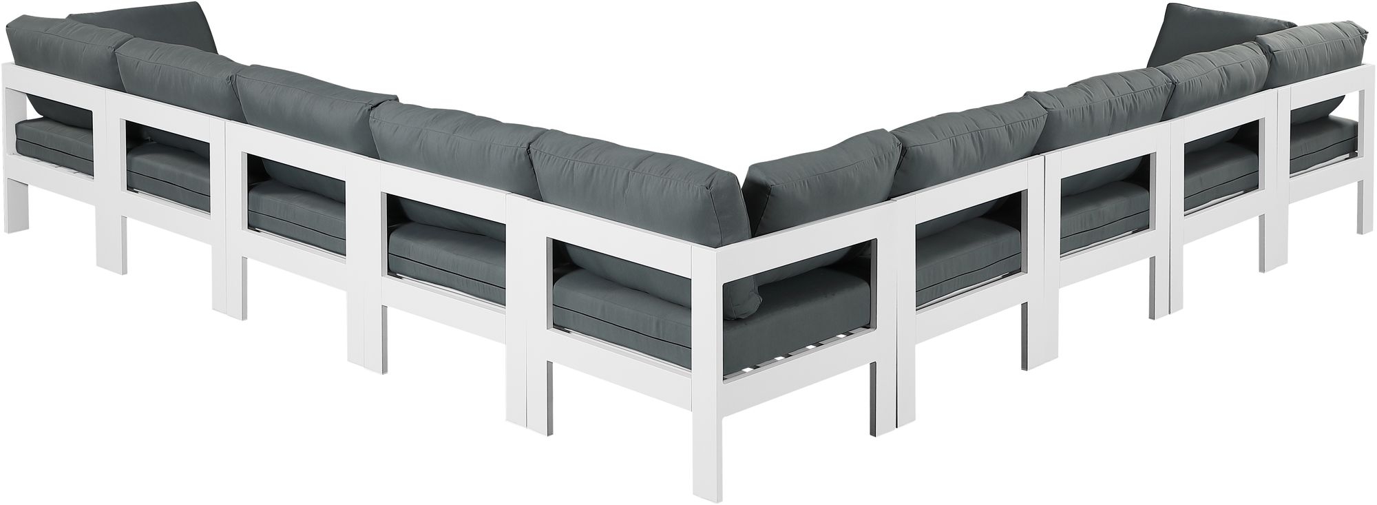Nizuc 150" 9-Piece Outdoor Patio Waterproof Fabric Modular Sectional with Aluminum Frame