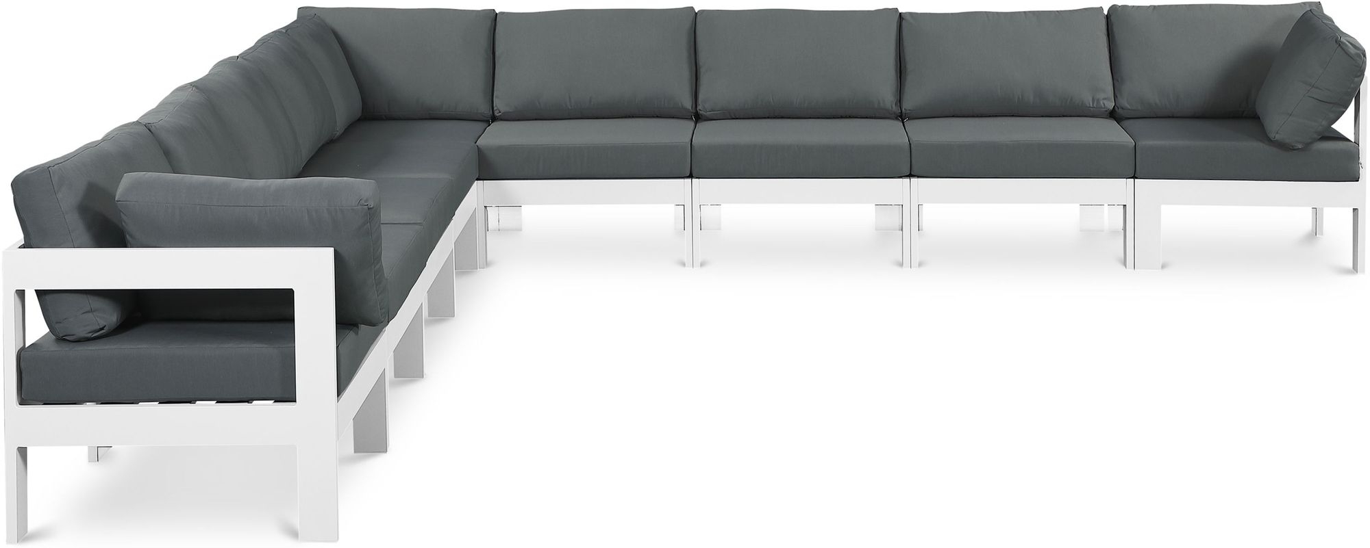 Nizuc 150" 9-Piece Outdoor Patio Waterproof Fabric Modular Sectional with Aluminum Frame