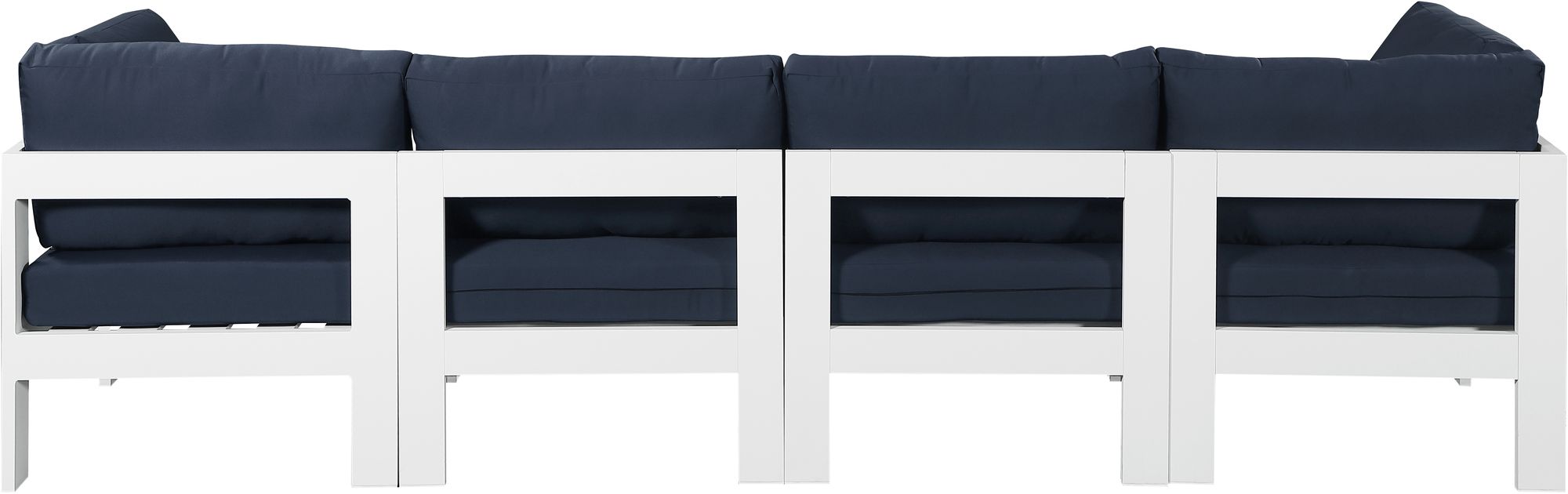 Nizuc 120" Outdoor Patio Waterproof Fabric Modular Sofa with White Aluminum Frame