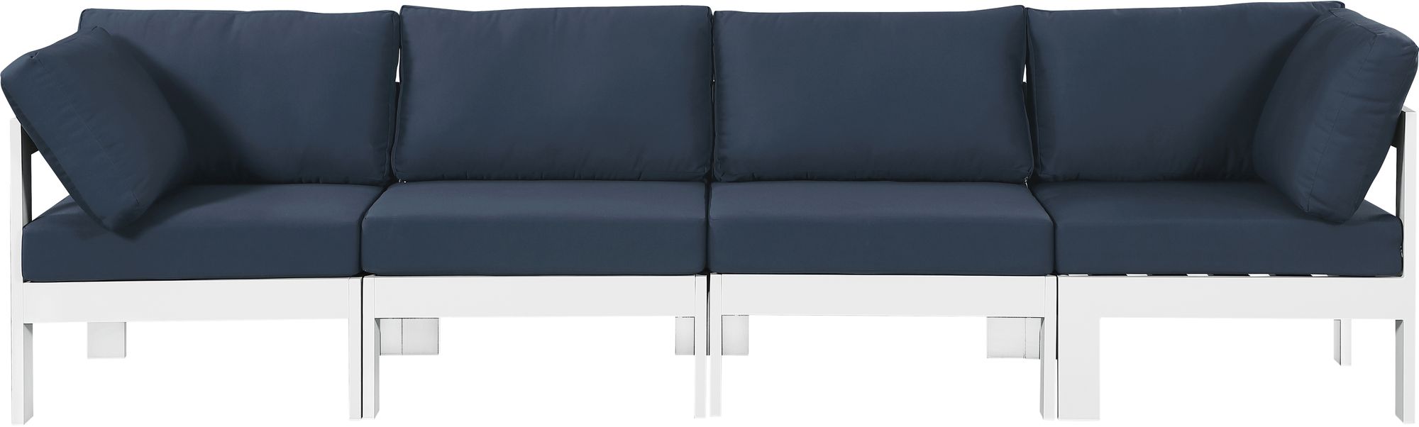 Nizuc 120" Outdoor Patio Waterproof Fabric Modular Sofa with White Aluminum Frame