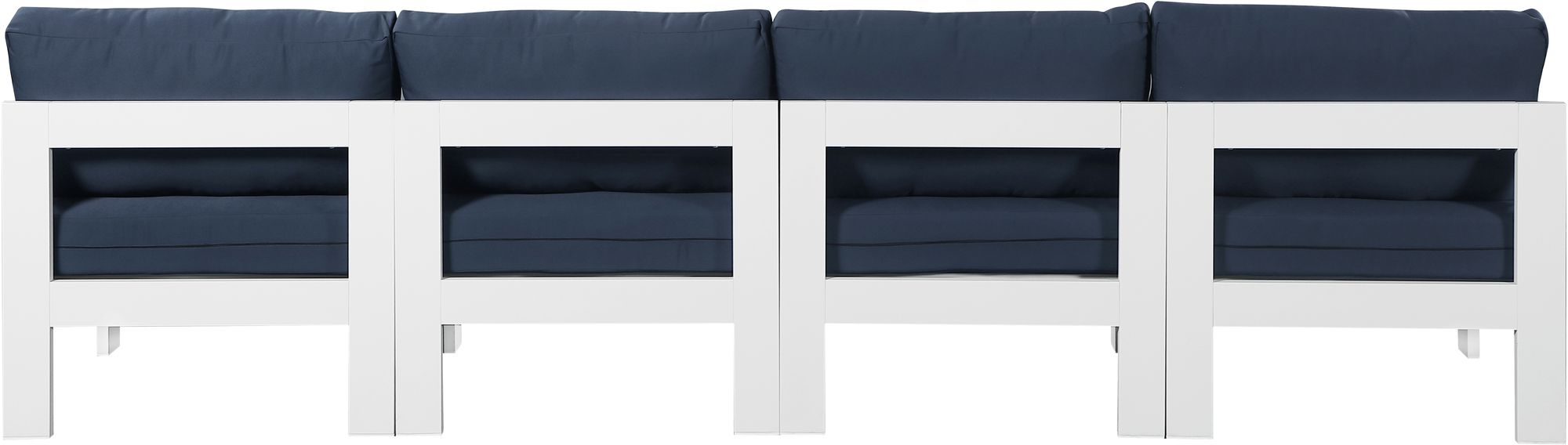 Nizuc 120" Outdoor Patio Waterproof Fabric Armless Modular Sofa with White Aluminum Frame