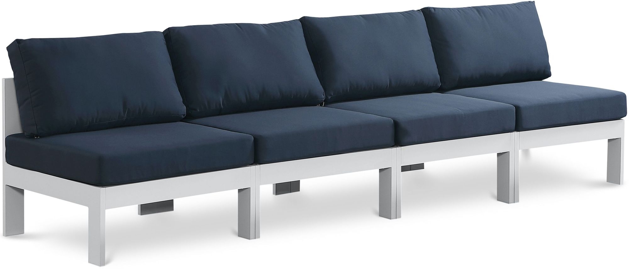 Nizuc 120" Outdoor Patio Waterproof Fabric Armless Modular Sofa with Aluminum Frame