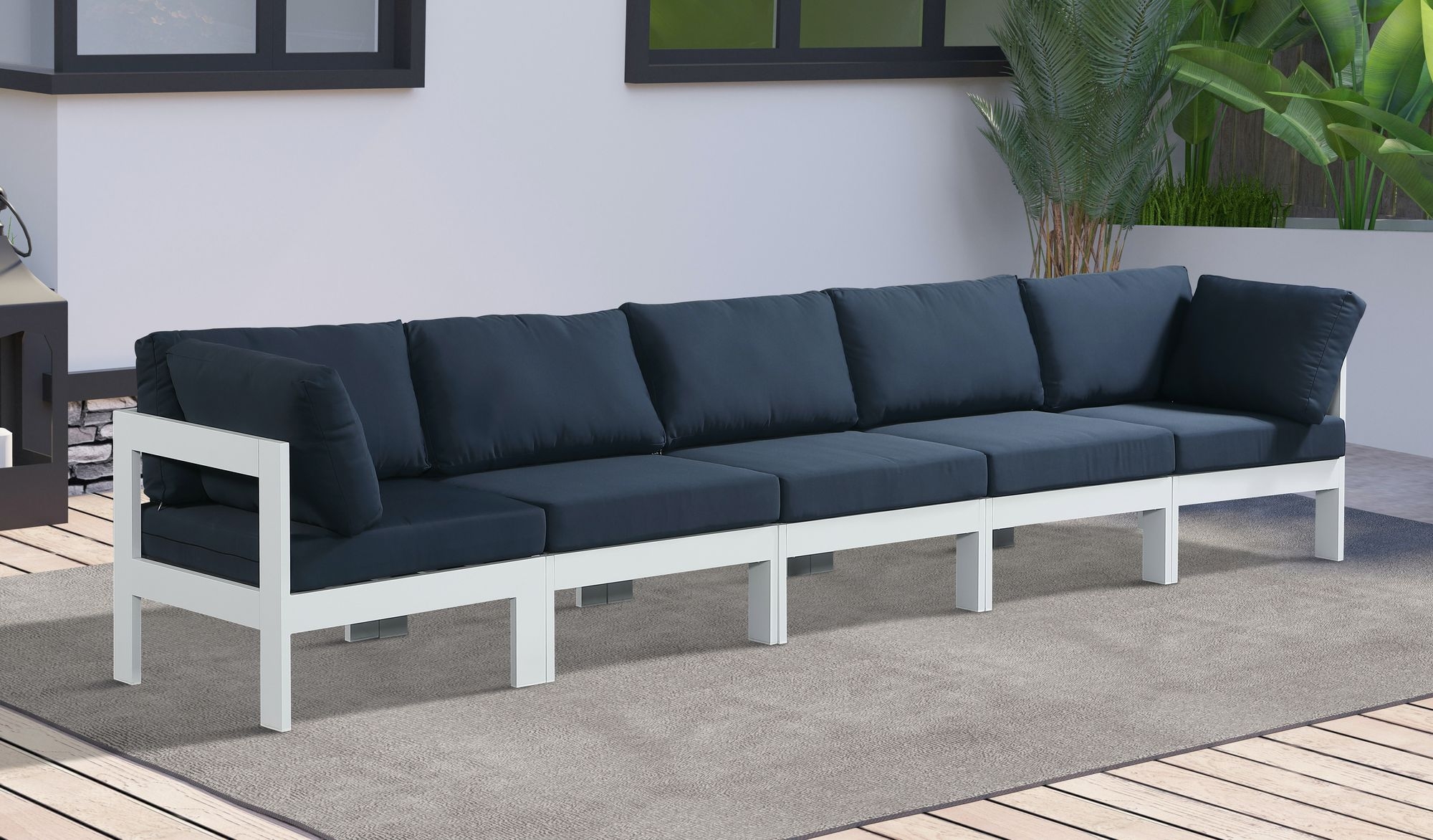 Nizuc 150" Outdoor Patio Waterproof Fabric Modular Sofa with Aluminum Frame