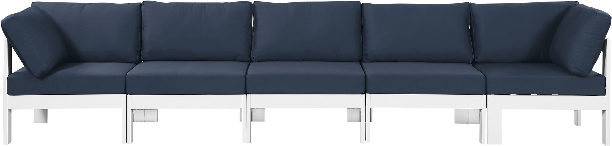 Nizuc 150" Outdoor Patio Waterproof Fabric Modular Sofa with White Aluminum Frame