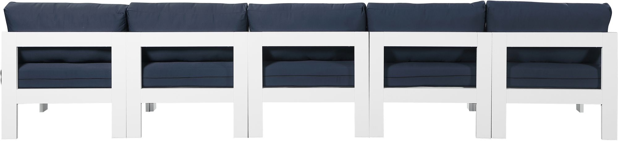 Nizuc 150" Outdoor Patio Waterproof Fabric Armless Modular Sofa with White Aluminum Frame