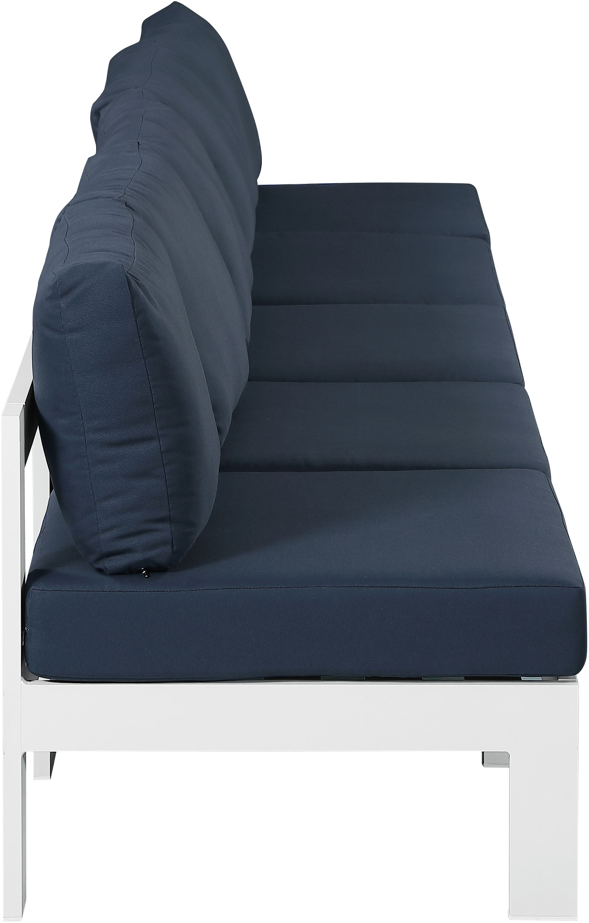 Nizuc 150" Outdoor Patio Waterproof Fabric Armless Modular Sofa with White Aluminum Frame