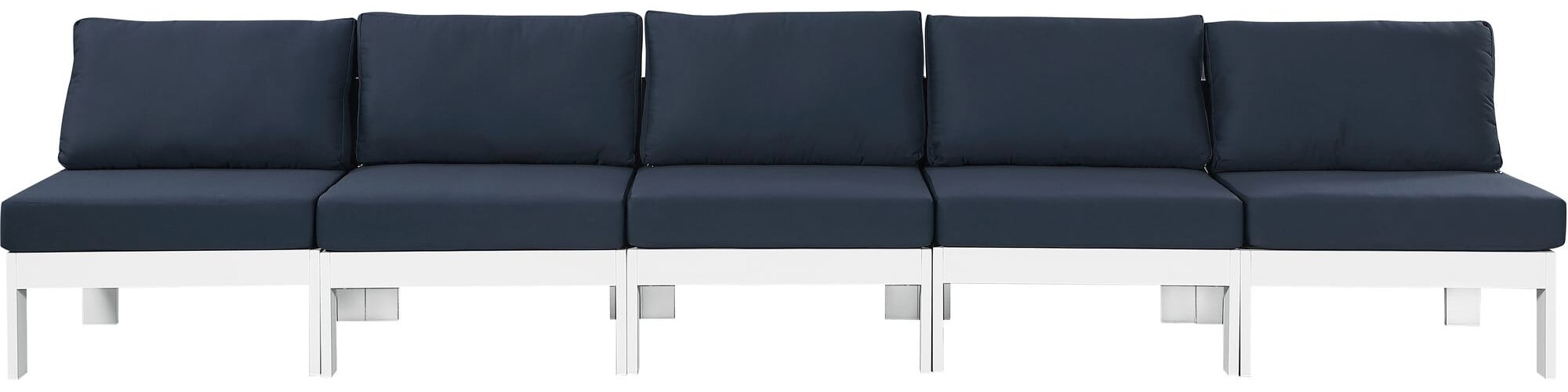 Nizuc 150" Outdoor Patio Waterproof Fabric Armless Modular Sofa with Aluminum Frame