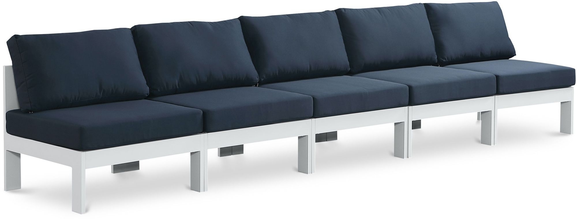 Nizuc 150" Outdoor Patio Waterproof Fabric Armless Modular Sofa with Aluminum Frame