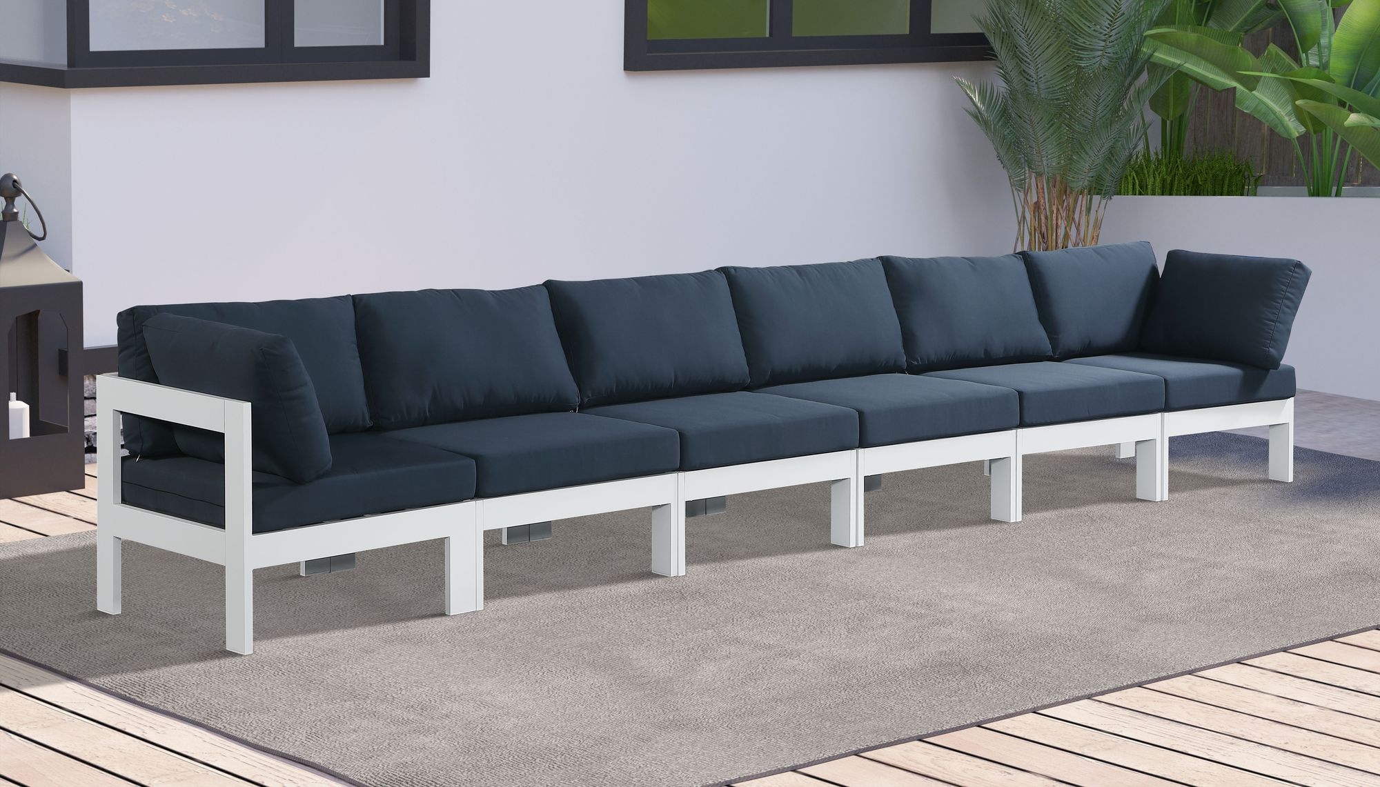 Nizuc 180" Outdoor Patio Waterproof Fabric Modular Sofa with Aluminum Frame