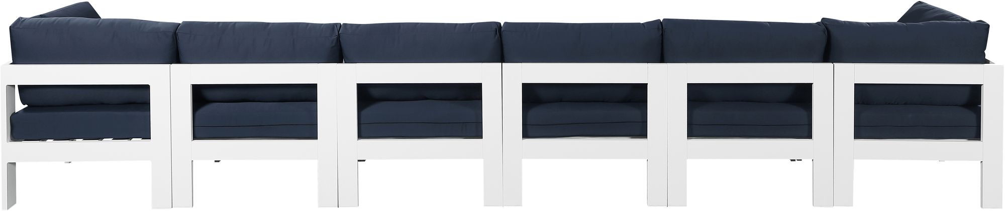Nizuc 180" Outdoor Patio Waterproof Fabric Modular Sofa with White Aluminum Frame