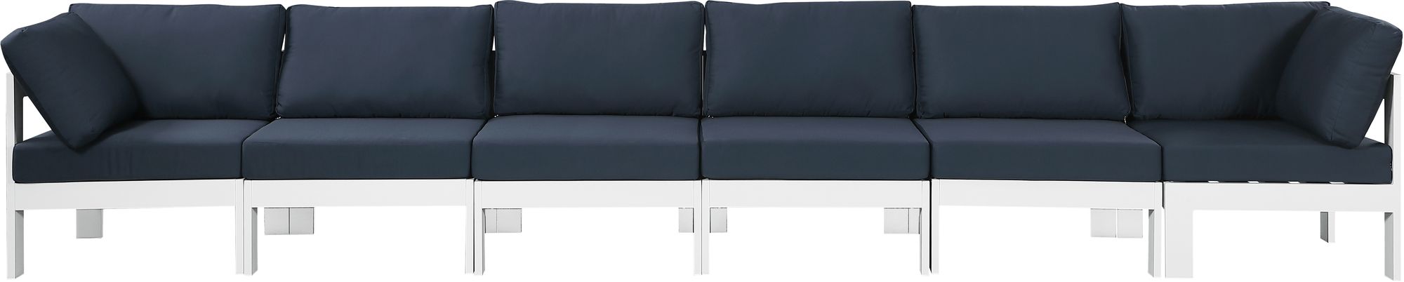 Nizuc 180" Outdoor Patio Waterproof Fabric Modular Sofa with White Aluminum Frame