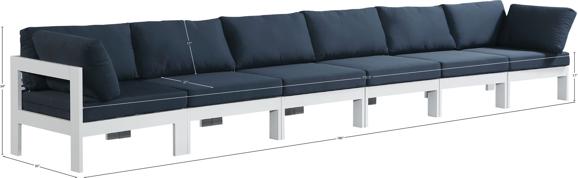 Nizuc 180" Outdoor Patio Waterproof Fabric Modular Sofa with Aluminum Frame