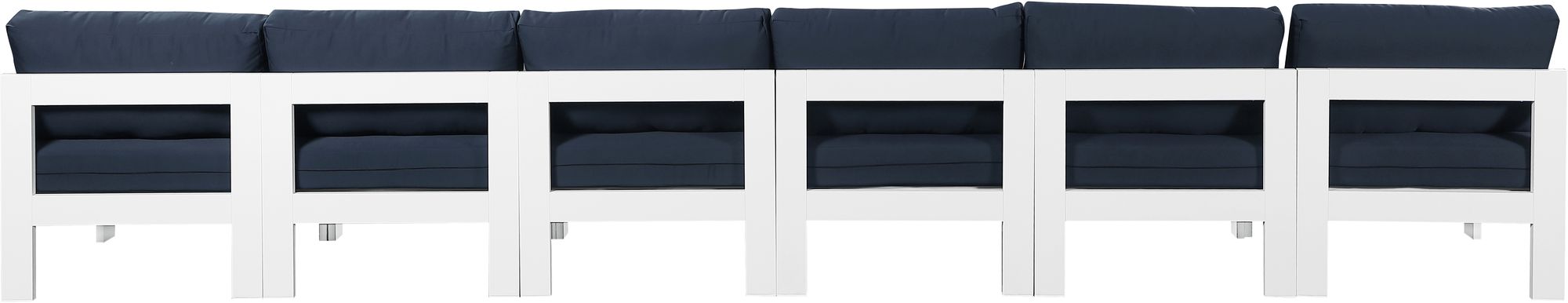 Nizuc 180" Outdoor Patio Waterproof Fabric Armless Modular Sofa with White Aluminum Frame