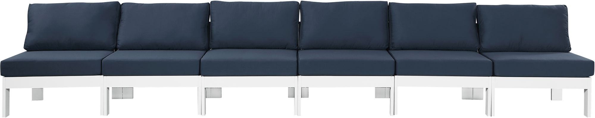 Nizuc 180" Outdoor Patio Waterproof Fabric Armless Modular Sofa with Aluminum Frame