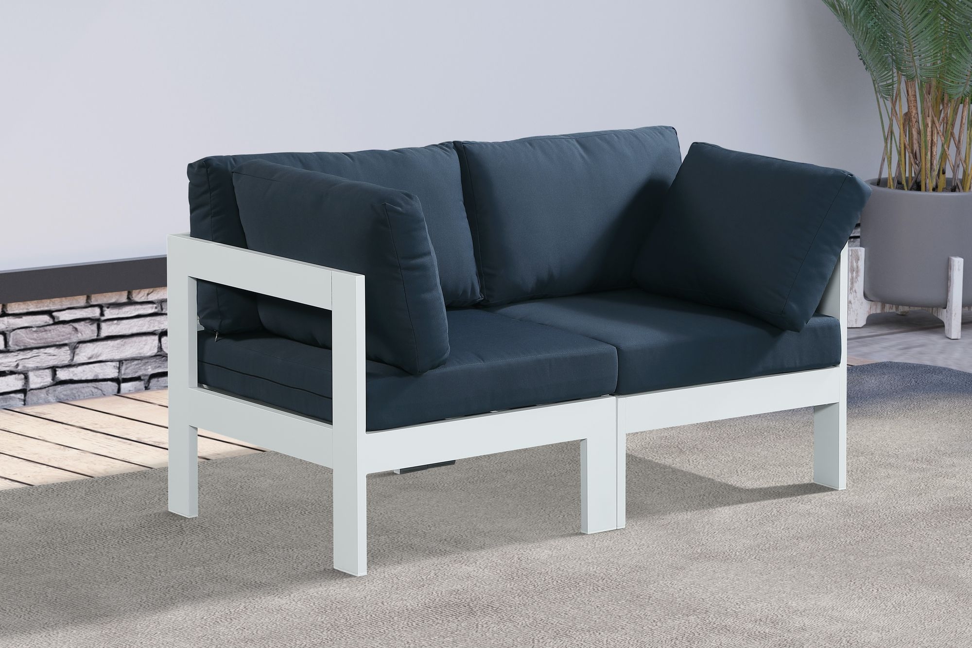 Nizuc 60" Outdoor Patio Waterproof Fabric Modular Sofa with Aluminum Frame