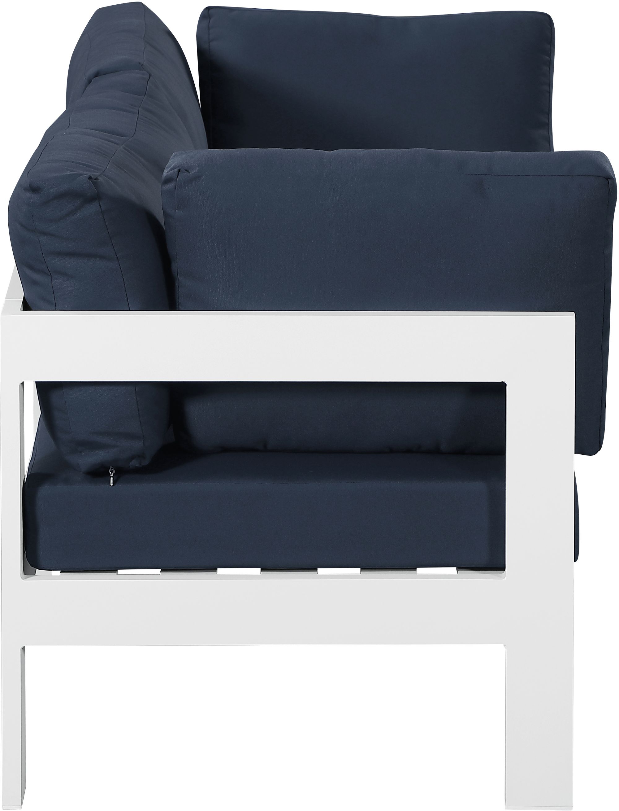 Nizuc 60" Outdoor Patio Waterproof Fabric Modular Sofa with White Aluminum Frame