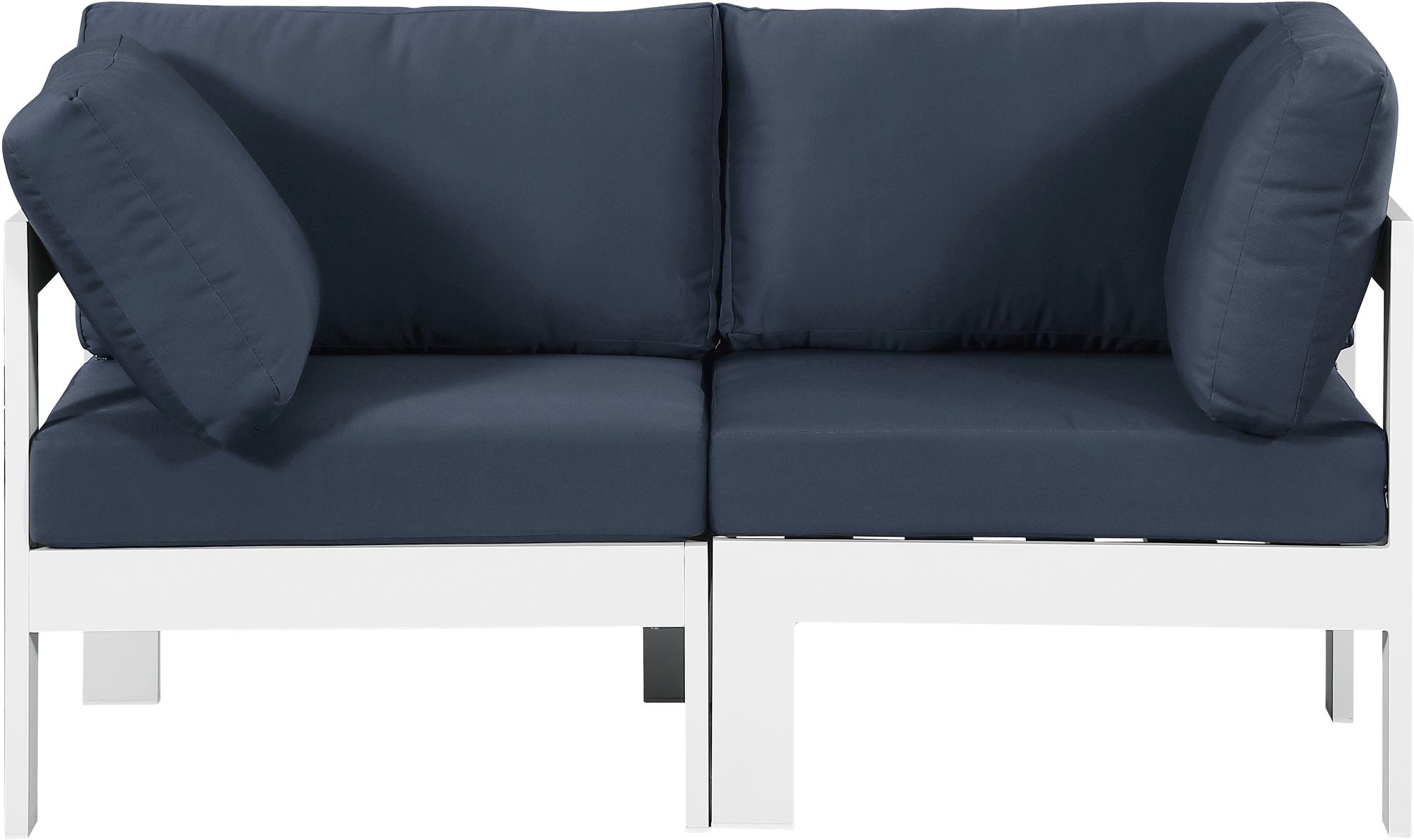 Nizuc 60" Outdoor Patio Waterproof Fabric Modular Sofa with White Aluminum Frame